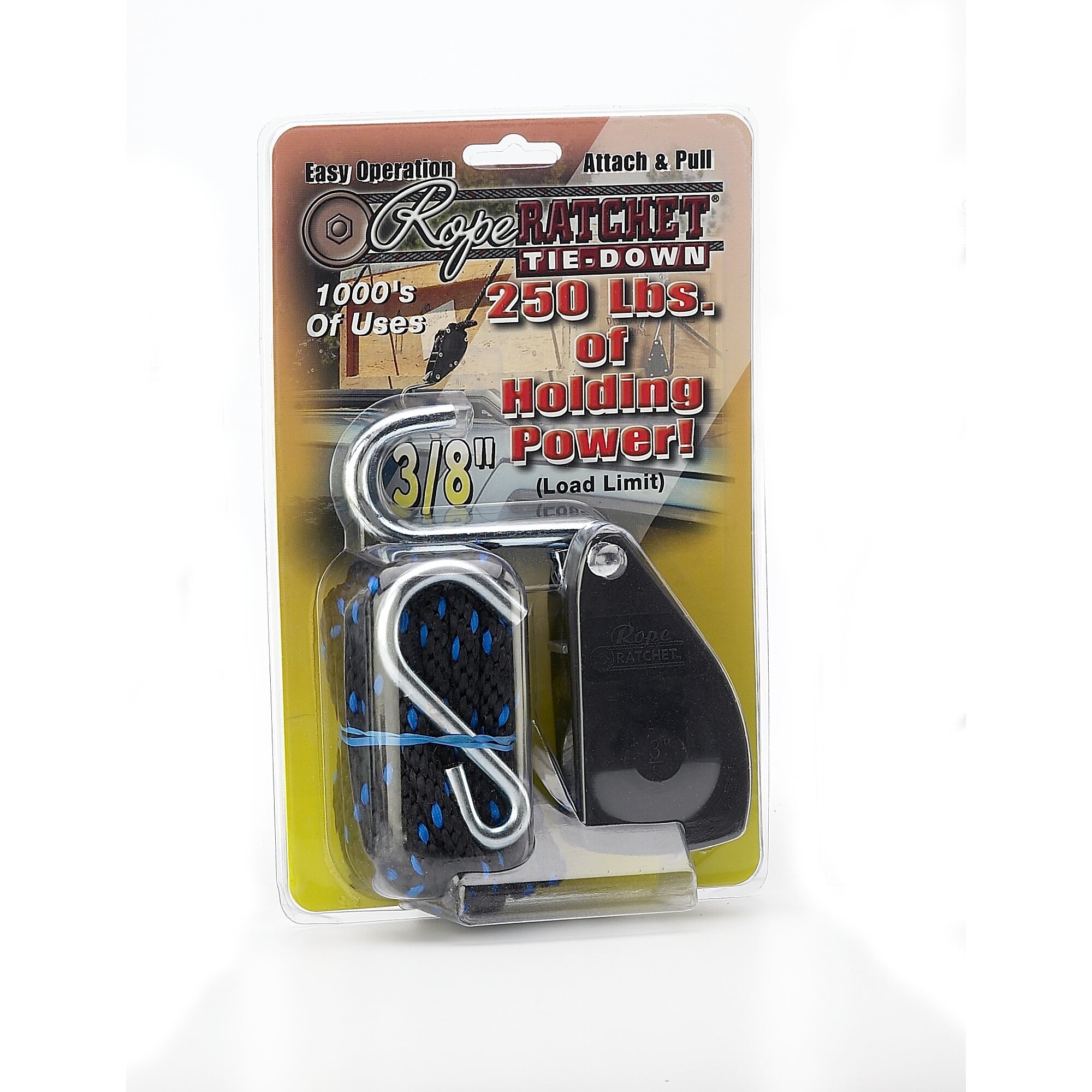 Rope Ratchet 3/8in. w/ 8ft. Rope, Lift Capacity 250lbs., Model# 10020
